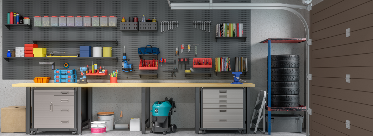 Hobby-Werkstatt in einer Garage